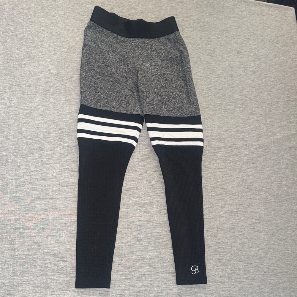 Bombshell Sportswear Black and Gray Striped Leggings Highwaisted
